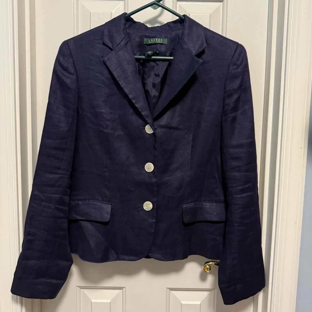Ralph Lauren Women's Deep Blue Blazer 100%Linen
